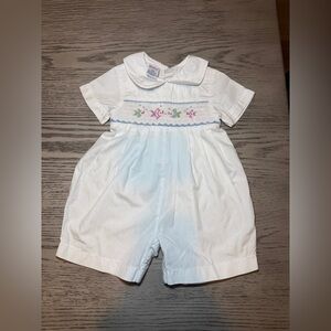 White Baby Romper with Embroidered Details